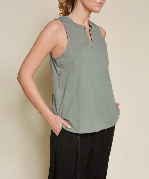 V SHAPE SLEEVELESS TOP