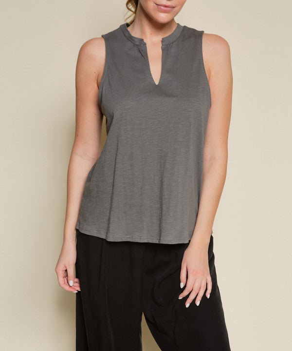 V SHAPE SLEEVELESS TOP