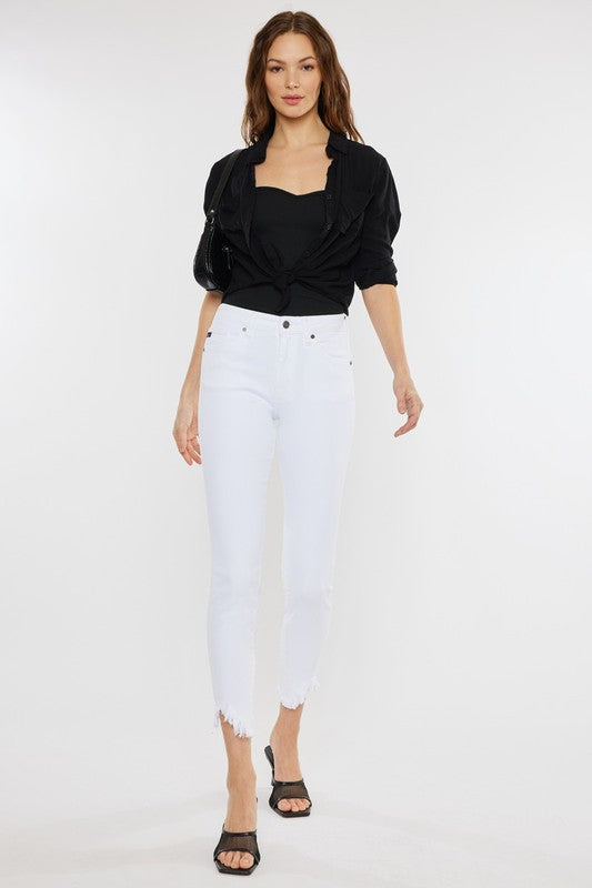 High Rise Hem Detail Ankle Skinny Jeans